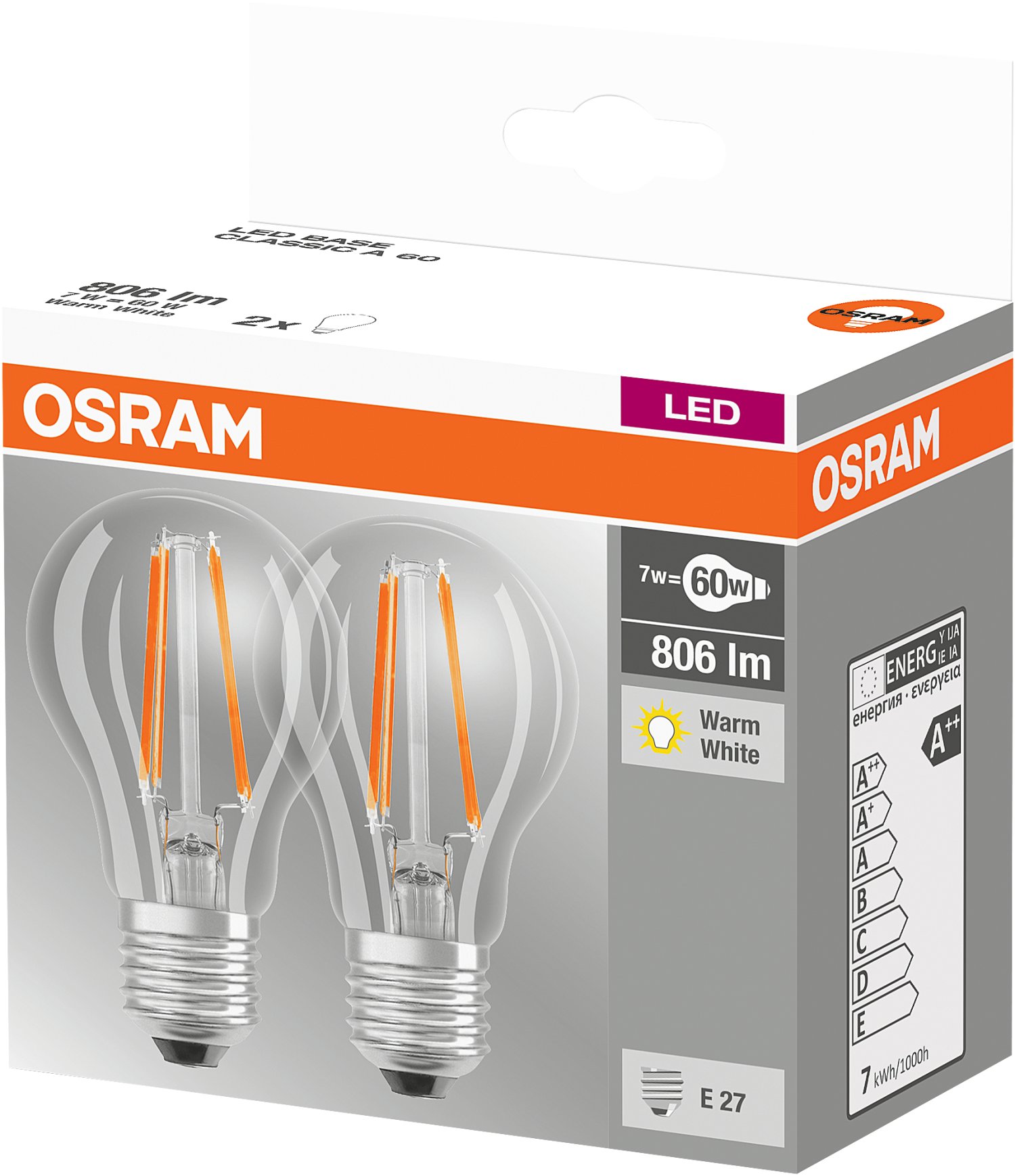 OSRAM LED-Birne Base Klar 2er-Set