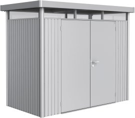 BIOHORT Gerätehaus HighLine H1 mit Doppeltür 275x155x222 cm, Silber-Metallic