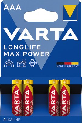 VARTA Alkaline Batterie Longlife Max Power AAA Micro LR03 4er Pack