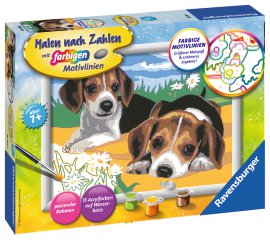 RAVENSBURGER Malen nach Zahlen Jack Russel Welpen