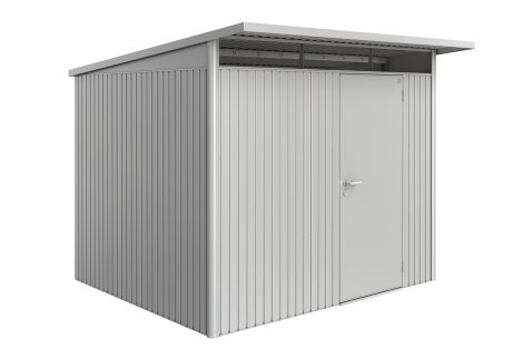 BIOHORT Gerätehaus A6 AvantGarde® 260x260x218 cm mit Standardtür, Silber-Metallic