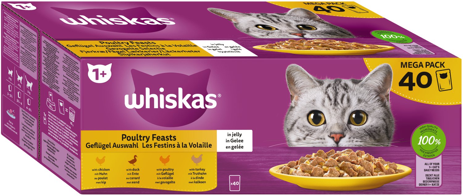 WHISKAS® Geflügel Auswahl Adult 1+, 40-er