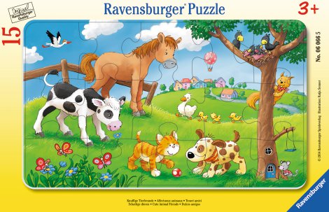RAVENSBURGER Rahmenpuzzle Knuffige Tierfreunde 15-tlg.