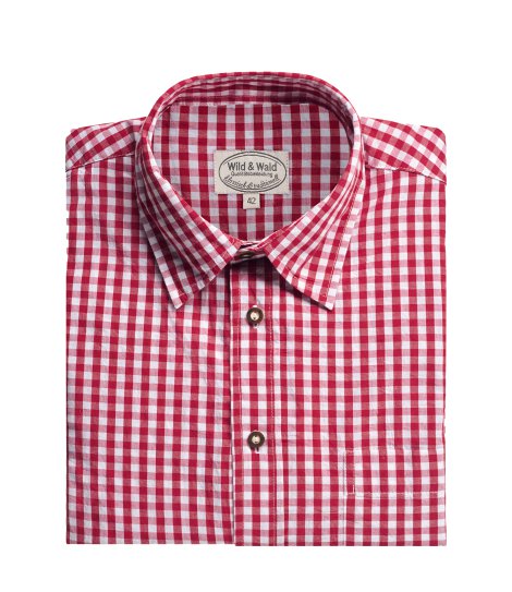 Wild & Wald Herren Langarm Hemd Peter klassisch Rot 39