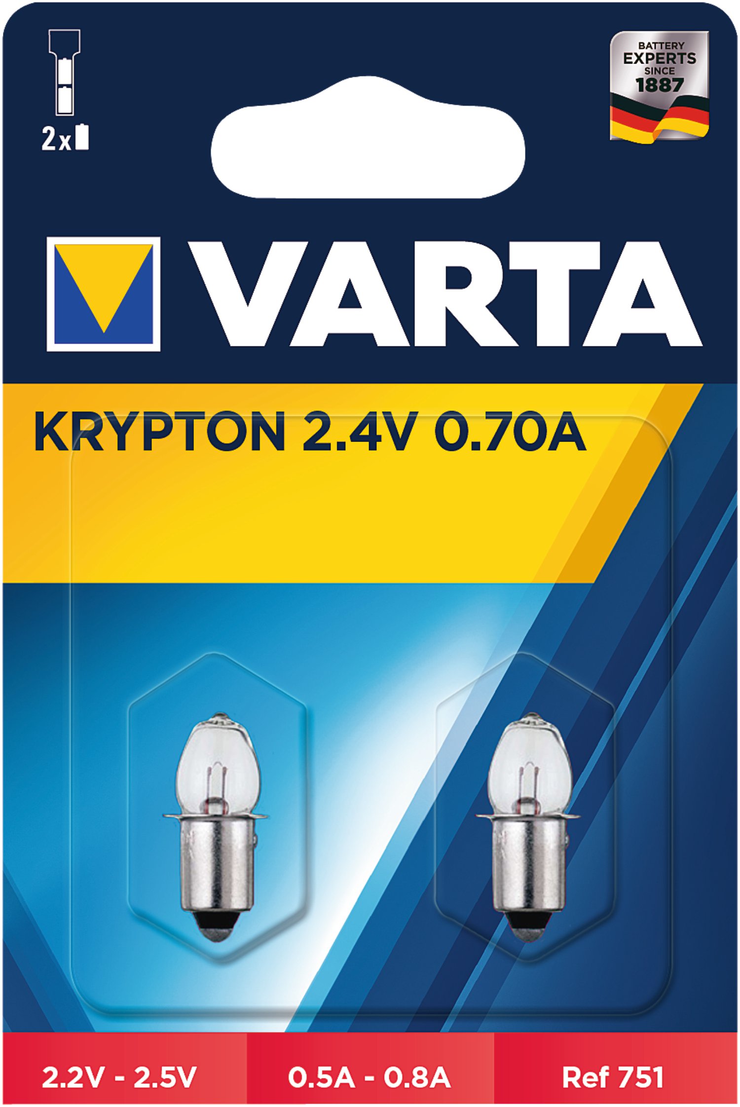 VARTA Glühlampen Krypton 2,4V 0,7 A, 2er-Pack