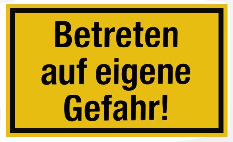 ALPERTEC Schild Betreten auf eigene Gefahr Gelb/Schwarz 25x15 cm