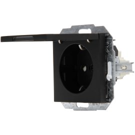 KOPP Unterputz-Schutzkontakt Steckdose Athenis mit Klappdeckel Schwarz/Matt