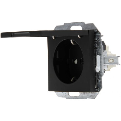 KOPP Unterputz-Schutzkontakt Steckdose Athenis mit Klappdeckel Schwarz/Matt