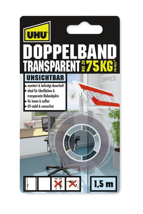 UHU Doppelklebeband Transparent 1,5 m x 19 mm
