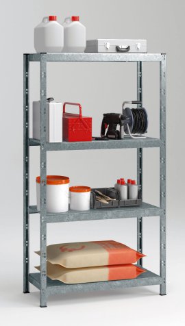 SCHULTE REGALWELT Grundregal 4 Fachböden verzinkt