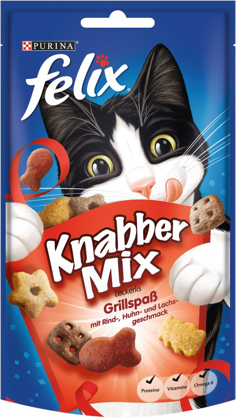 FELIX® Katzensnack KnabberMix Grillspaß 8x60 g