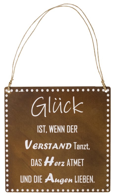 Gartenschild Glück Verstand + Beschriftung 23x30 cm (BxH)