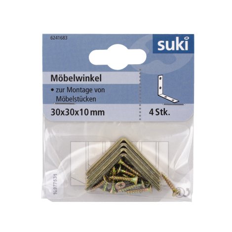 SUKI Möbelwinkel vermessingt Kant 30x30x1,5 mm 4 Stk.