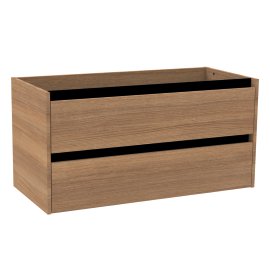 Waschtisch-Unterschrank VITA mit 2 Schubladen, Griffleisten schwarz, Korpus+Front Summer-Oak-Optik 100x46x50 cm (BxTxH)