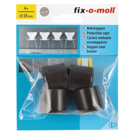 fix-o-moll Rohrkappen Schwarz Ø 25 mm 4 Stk.