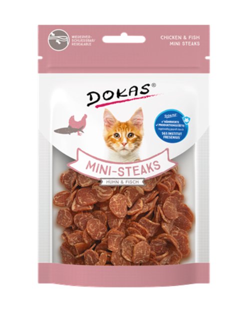 DOKAS Katzensnack Mini-Steaks Huhn & Fisch 25 g