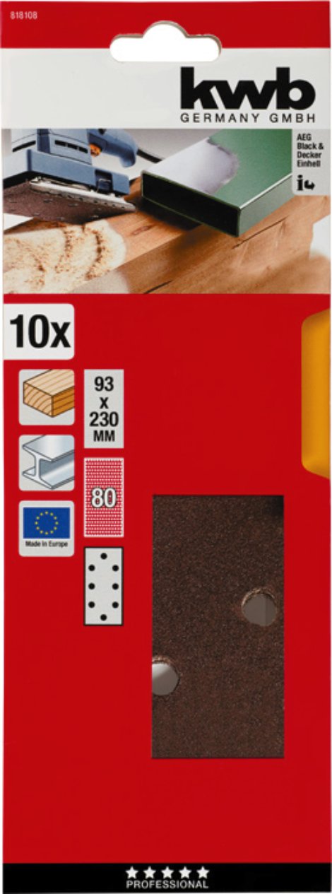 KWB Schleifstreifen Korund A93 gelocht K80 10 Stk.