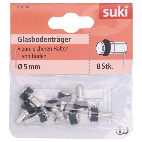 SUKI Bodenträger für Glas Metall und Gummi Transparent Ø 5 mm 12 Stk.