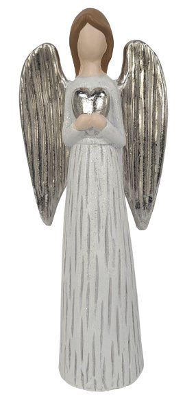 Dekofigur Engel mit Herz Weiß