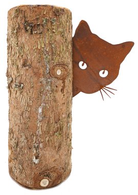 Katze Luise + Baumstamm 30x23 cm