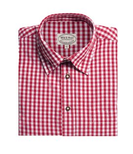 Wild & Wald Herren Langarm Hemd Peter Klassisch Rot