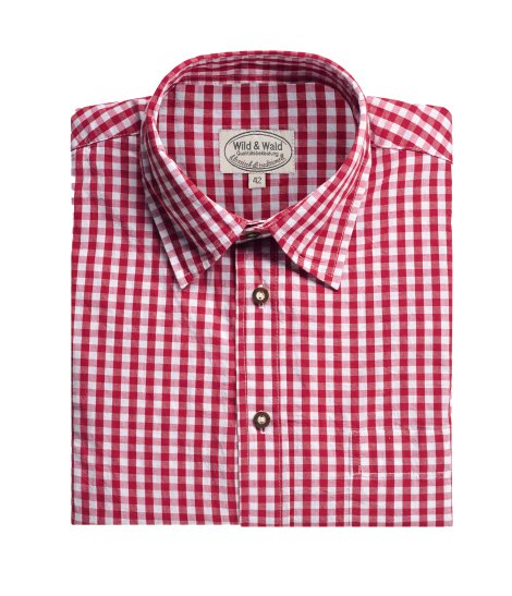 Wild & Wald Herren Langarm Hemd Peter klassisch Rot 45