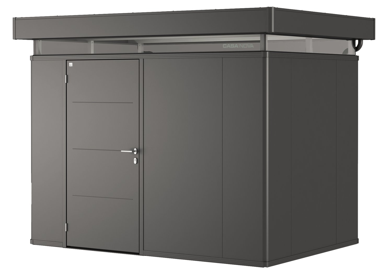 BIOHORT Nebengebäude CasaNova® Türanschlag links 3x2 m 330x430x250 cm, Dunkelgrau-metallic