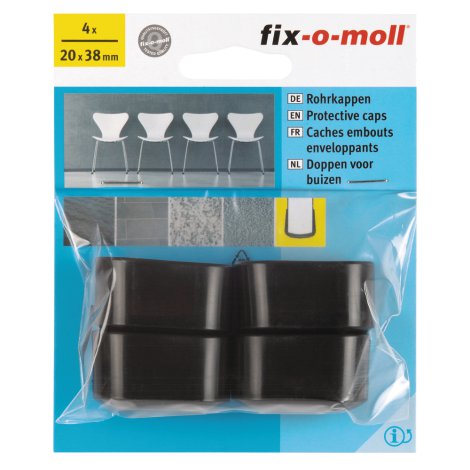 fix-o-moll Rohrkappen Schwarz 38x20 mm 4 Stk.