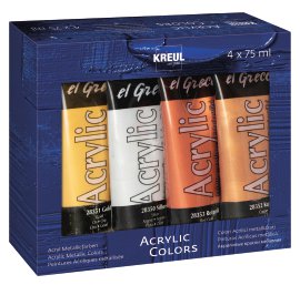 KREUL Acrylfarbe el Greco Metallic Colors 75 ml Tuben 4er-Set