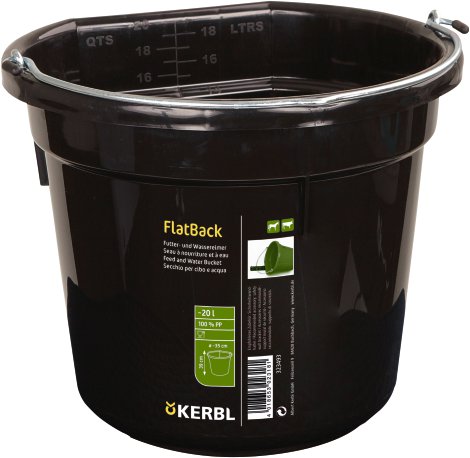 Futter + Wassereimer Flat-back 20 l, Schwarz