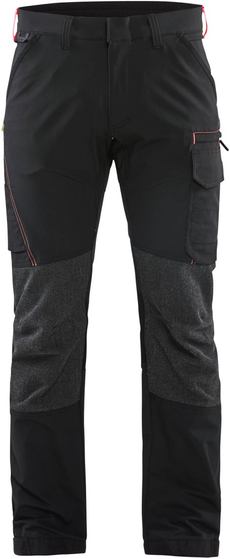 BLÅKLÄDER Service Arbeitshose 4-Wege-Stretch Schwarz/Rot C60