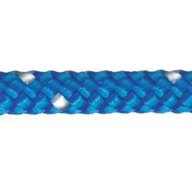 Polyester Spinnfaser hochfest geflochten weiß-blau