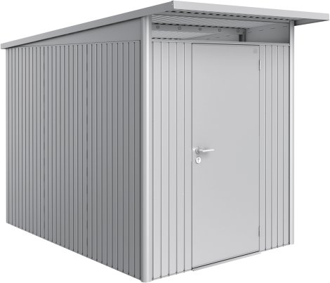 BIOHORT Gerätehaus A3 AvantGarde® 180x300x218 cm mit Standardtür, Silber-Metallic