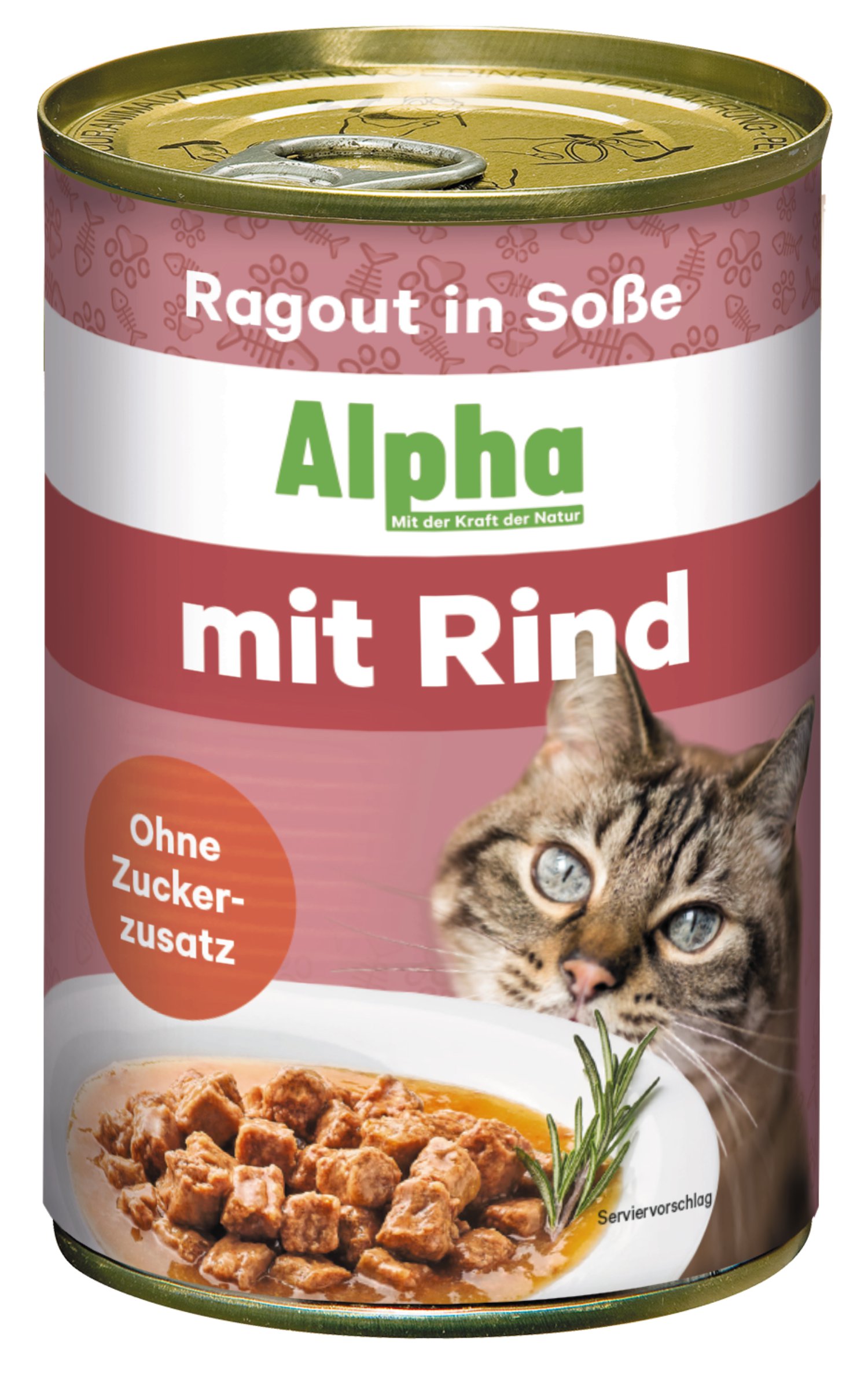 ALPHA Katzennahrung Dose Rind in Gelee 24x415 g