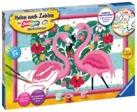 RAVENSBURGER Malen nach Zahlen Liebenswerte Flamingos