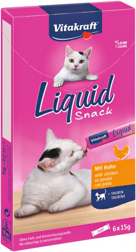 VITAKRAFT Snack Liquid mit Huhn und Taurin 6er-Pack je 15 g