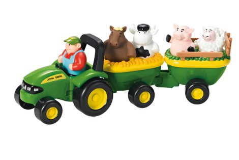 John Deere Heuwagen mit Bauernhoftieren (Sound-Spielzeug)