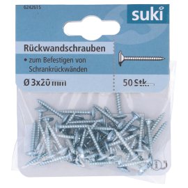 SUKI Rückwandschraube verzinkt 3x20 mm 50 Stk.
