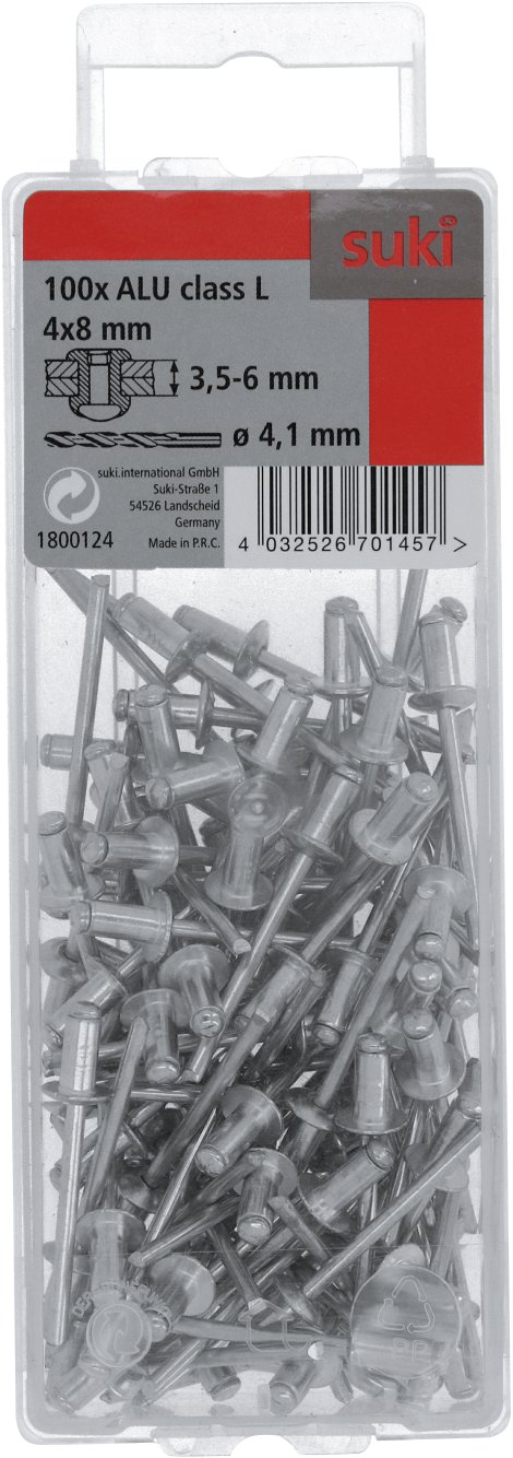 SUKI Blindniete Aluminium 4x8 mm 100 Stk.