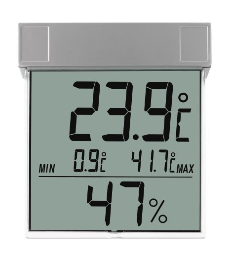 Fensterthermometer-Hygrometer Digital Vision Silber