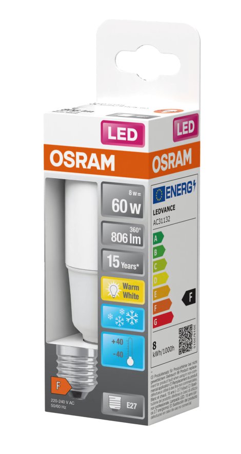 OSRAM Energiesparlampe Star Stick E27 8W/827