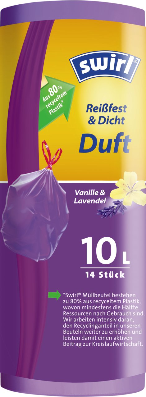 SWIRL® Duft Müllbeutel Vanille-Lavendel 10 l, 14 Beutel 40x40 cm