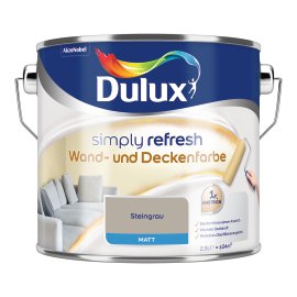 DULUX Simply Refresh Wand und Deckenfarbe Steingrau 2,5 l