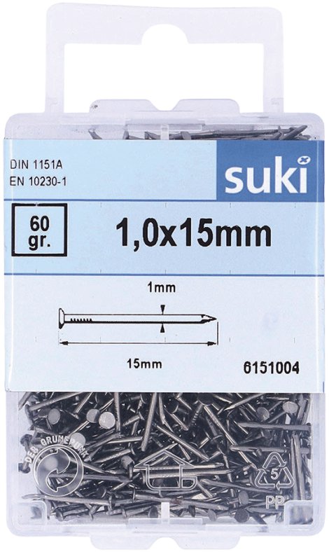 SUKI Rundkopfstift vermessingt 1,4x13 mm 50 Stk.