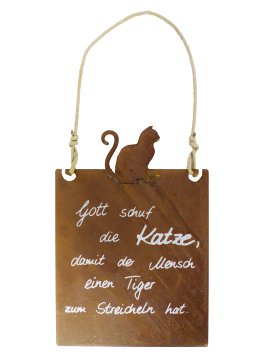 Gartenschild mit Beschriftung Katze 25 cm