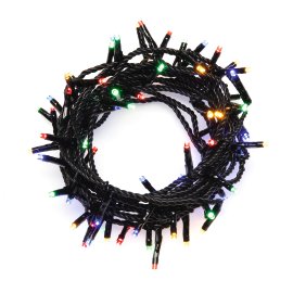 LED-Außenlichterkette mit schwarzem Kabel Bunt 80 LEDs