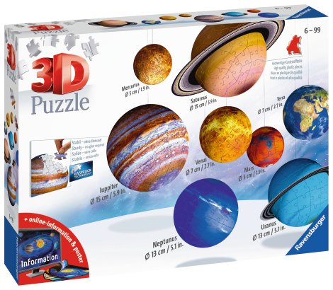 RAVENSBURGER 3D-Puzzle-Ball Planetensystem 27/54/72/108-tlg.