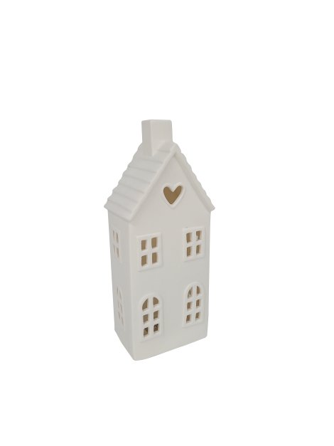 LED-Dekofigur Haus Weiß 10,5x8x25,3 cm