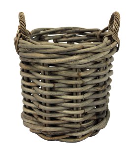 Holzkorb Rattan rund Grau 35x35 cm