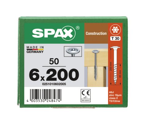 SPAX Holzbauschraube Tellerkopf Teilgewinde Wirox 6x200 mm 50 Stk.
